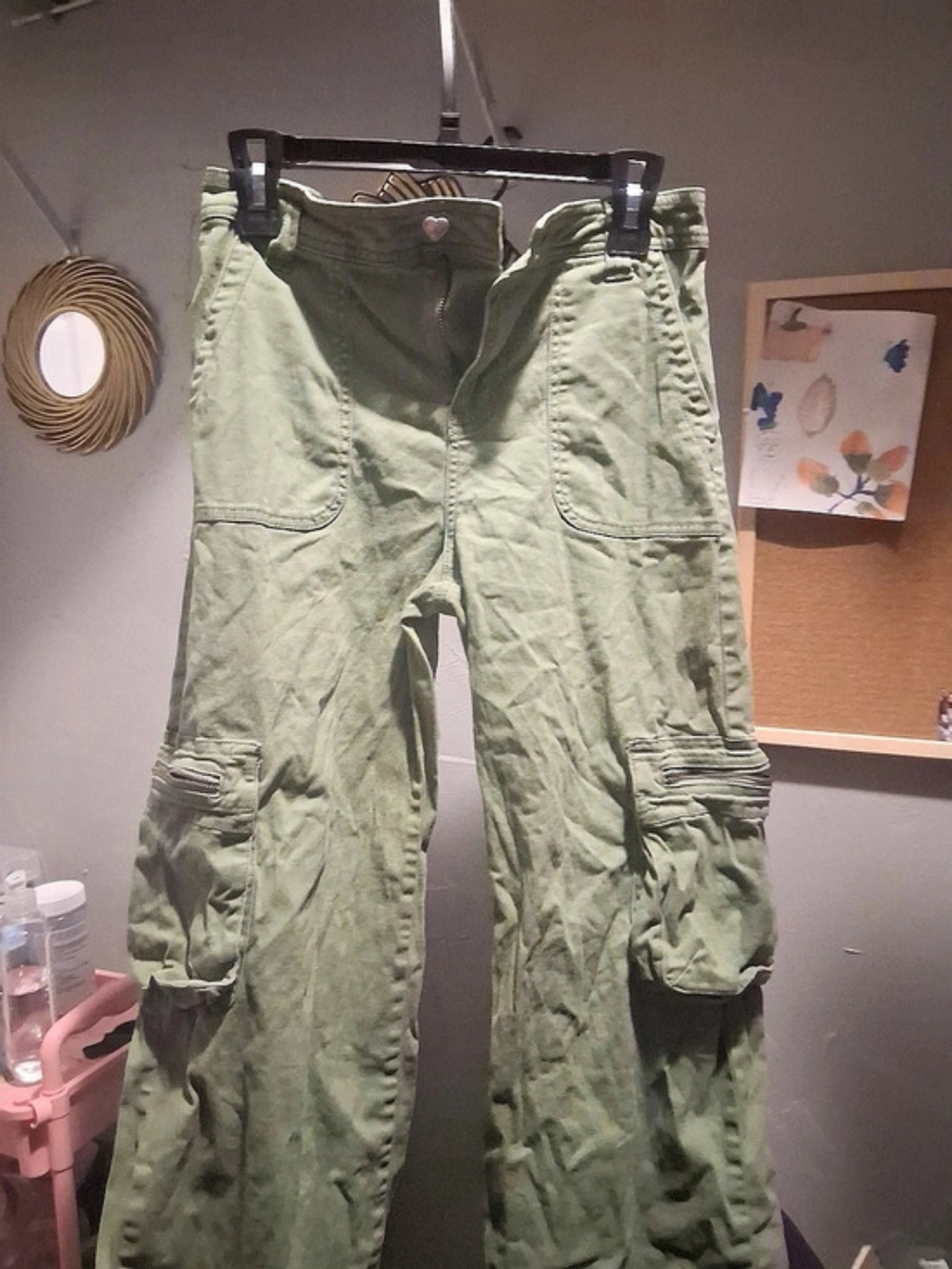 Celebrity Pink Juniors High-Rise Wide-Leg Cargo Pants Olive Waist 29